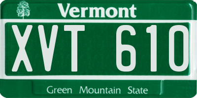 VT license plate XVT610