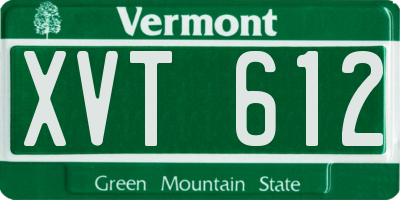 VT license plate XVT612
