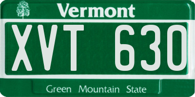 VT license plate XVT630