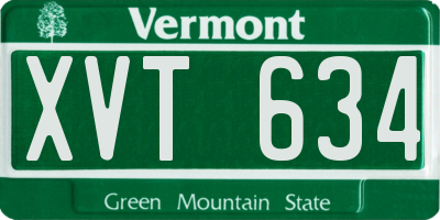 VT license plate XVT634