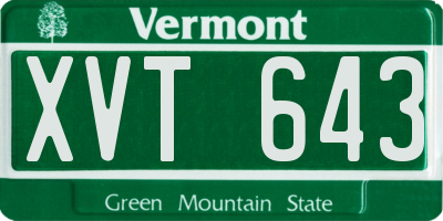 VT license plate XVT643