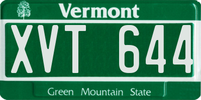 VT license plate XVT644