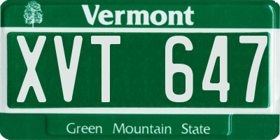 VT license plate XVT647