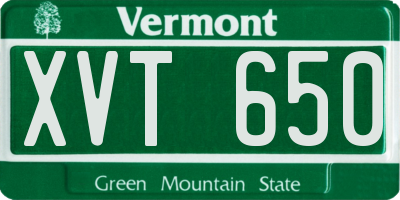 VT license plate XVT650