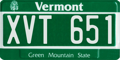 VT license plate XVT651