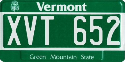 VT license plate XVT652