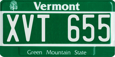 VT license plate XVT655