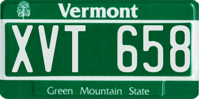VT license plate XVT658