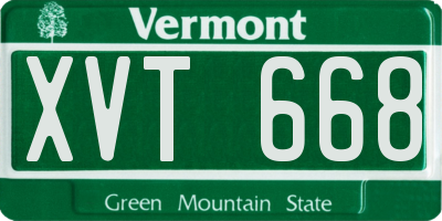 VT license plate XVT668