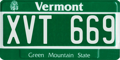 VT license plate XVT669