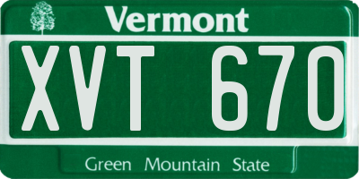 VT license plate XVT670