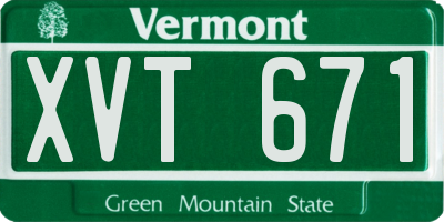 VT license plate XVT671