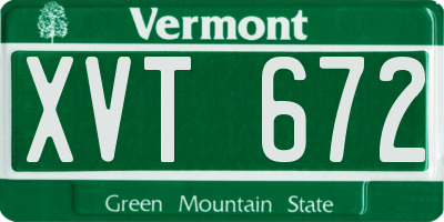 VT license plate XVT672