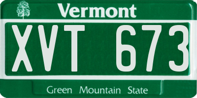 VT license plate XVT673