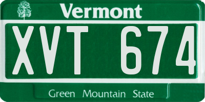 VT license plate XVT674