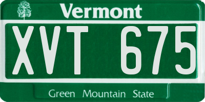 VT license plate XVT675