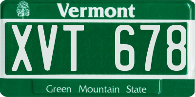 VT license plate XVT678