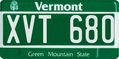 VT license plate XVT680