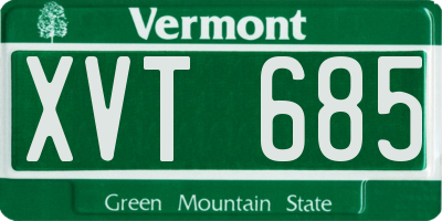 VT license plate XVT685