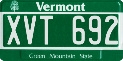 VT license plate XVT692