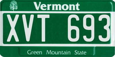VT license plate XVT693