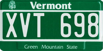 VT license plate XVT698