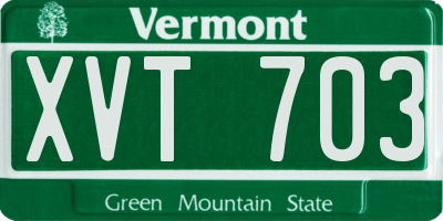 VT license plate XVT703