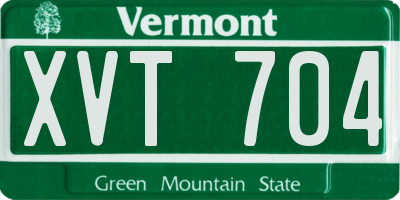 VT license plate XVT704