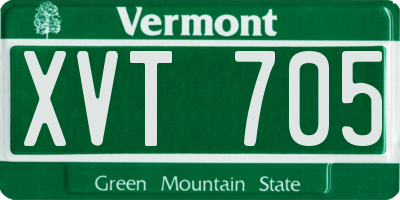 VT license plate XVT705