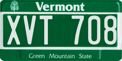 VT license plate XVT708