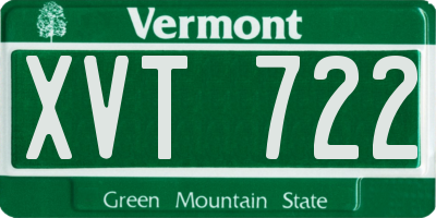 VT license plate XVT722