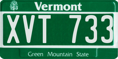 VT license plate XVT733