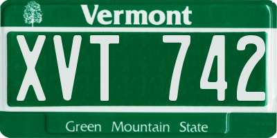 VT license plate XVT742