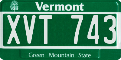 VT license plate XVT743