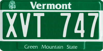 VT license plate XVT747