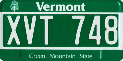 VT license plate XVT748