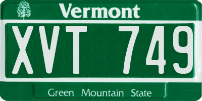 VT license plate XVT749