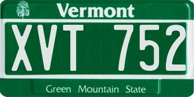 VT license plate XVT752