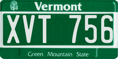 VT license plate XVT756