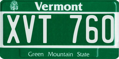 VT license plate XVT760