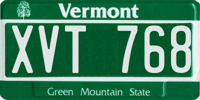 VT license plate XVT768