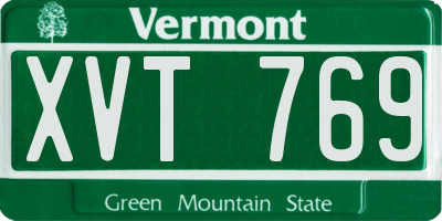 VT license plate XVT769