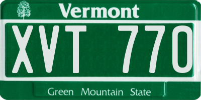 VT license plate XVT770