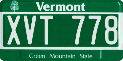 VT license plate XVT778