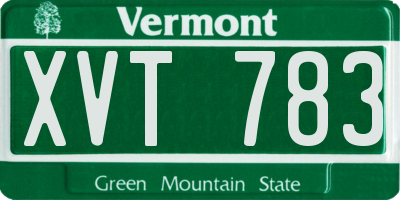 VT license plate XVT783
