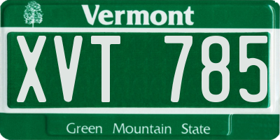 VT license plate XVT785