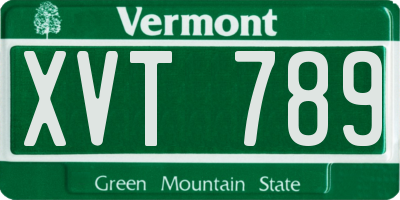 VT license plate XVT789