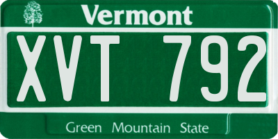 VT license plate XVT792
