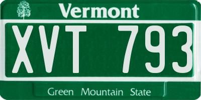VT license plate XVT793
