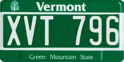 VT license plate XVT796